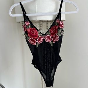 Cute rose mesh bodysuit